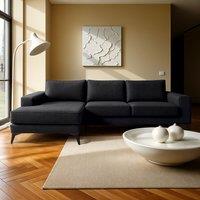 Abakus Direct Venice Corner Left Sofa with Deep Seats & Extra-wide Padded Arms in Black