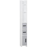 Kleankin Tall Bathroom Storage Cabinet Freestanding Linen Tower Cabinet in Grey