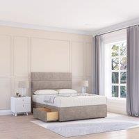 Sloomy Texas Divan Bed Base 4 Drawers & 54" Floor Standing Headboard in Stone | Size: King