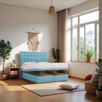 Knight Sleep Cubed End Opening Ottoman Bed With Mattress & 24 Headboard in Light Blue | Size: Small Double