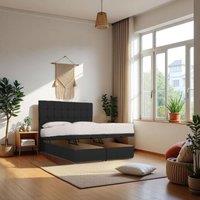 Knight Sleep Cubed End Opening Ottoman Bed With Mattress & 24 Headboard in Black | Size: Small Double