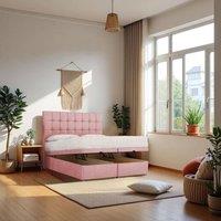 Knight Sleep Cubed End Opening Ottoman Bed With Mattress & 24 Headboard in Pink | Size: Small Double