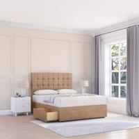 Sloomy Alabama Divan Bed Base No Drawers & 54 Floor Standing Headboard in Light Beige | Size: Super King