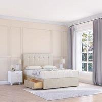 Sloomy Highbury Divan Bed Base No Drawers & 54" Floor Standing Headboard in Cream | Size: Super King