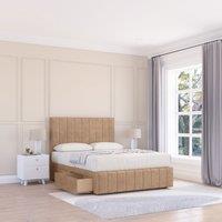 Sloomy California Divan Bed Base Slate Naples 2 Drawers 12 Footboard & 26 Strutted Headboard in Light Beige | Size: Small Double