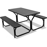 Costway Outdoor Picnic Table Bench Set Garden Dining Table & Bench Sets in Black