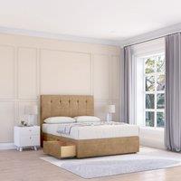 Sloomy Cambridge Divan Bed Base No Drawers 12" Footboard & 26" Struts Headboard in Light Brown | Size: Double