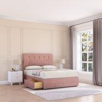 Sloomy Highbury Divan Bed Base 4 Drawers & 54" Floor Standing Headboard in Pink | Size: Double