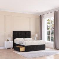 Sloomy Highbury Divan Bed Base 4 Drawers & 54" Floor Standing Headboard in Black | Size: Small Double
