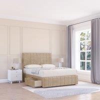 Sloomy California Divan Bed Base Slate Naples 2 Drawers 12 Footboard & 26 Struts Headboard in Cream | Size: Small Double