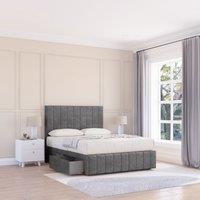 Sloomy California Divan Bed Base Slate Naples 2 Drawers 12 Footboard & 26 Struts Headboard in Dark Grey | Size: Small Single