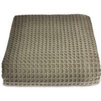 Allure Bath Fashions Luxury Hotel Waffle Throw Blanket Bedspread - 100% Cotton in Khaki | Size: Extra Large