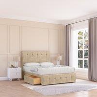 Sloomy Cambridge Divan Bed Base 2 Drawers 12 Footboard & 26 Strutted Headboard in Cream | Size: Small Double