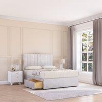 Sloomy Kansas Divan Bed Base 4 Drawers & 26 Struts Headboard in Silver | Size: Small Double
