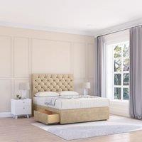 Sloomy Mayfair Divan Bed Base No Drawers & 54" Floor Standing Headboard in Cream | Size: Double
