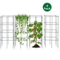 Costway 4 Pack Tomato Cage Assembled Garden Plant Support Stakes in Dark Green