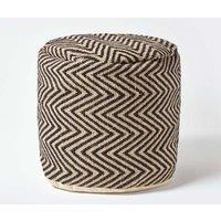 Homescapes Patterned Circular Pouffe in Black