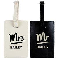 Personalised Memento Company Personalised Mr & Mrs Black & Cream Luggage Tag Set