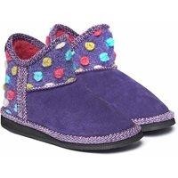 Moshulu 'Mini Fireside' Spotty Bootie Slippers in Violet | Size: Infant 11