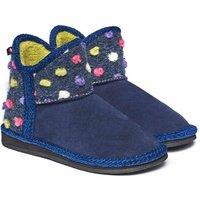 Moshulu 'Mini Fireside' Spotty Bootie Slippers in Indigo | Size: Infant 11
