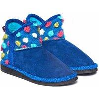 Moshulu 'Mini Fireside' Spotty Bootie Slippers in Cobalt | Size: Infant 11