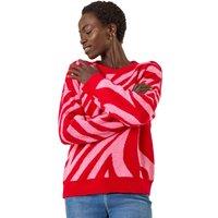 Roman Women's Colour Block Knit Jumper in Red | Size: 12
