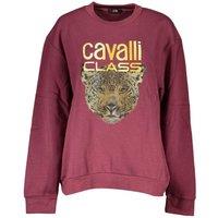 Cavalli Class Women's Purple Fleece Crew Neck Sweatshirt with Logo Print | Size: Medium