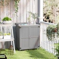 OUTSUNNY Wooden Garden Storage Shed w/Hinged Roof & Shelf, Grey