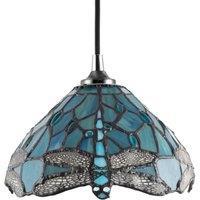 Happy Homewares Dragonfly Themed Stained Glass Tiffany Pendant Lighting Shade with Beads in Emerald