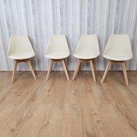 KOSY KOALA Set of 4 Cream Dining Chairs PU Leather with Soft Padded Seat for Dining Room