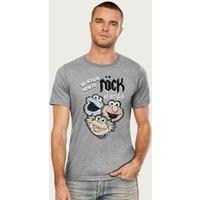 Sesame Street Men's Cookie Monster Elmo Zoe Rock In Style T-Shirt in Mid Grey | Size: XL