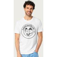 Laurel And Hardy Men's Cartoon Comic Sketch Logo T-Shirt in White | Size: Small