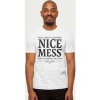 Laurel And Hardy Men's Here's Another Nice Mess Ollie Quote T-Shirt in White | Size: Small