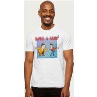Laurel And Hardy Men's Comic Characters Bowing T-Shirt in White | Size: Large