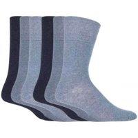 SOCKSHOP Gentle Grip Men's 6 Pack Elastic Square Patterned Cotton Socks for Poor Circulation in Blue | Size: 6-11