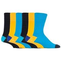 SOCKSHOP Gentle Grip Men's 6 Pack Elastic Cotton Socks for Poor Circulation in Yellow | Size: 6-11
