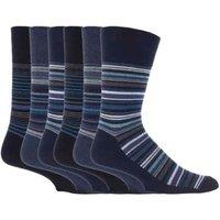SOCKSHOP Gentle Grip Men's 6 Pack Elastic Square Patterned Cotton Socks for Poor Circulation in Dark Navy | Size: 6-11
