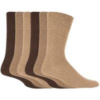 SOCKSHOP Gentle Grip Men's 6 Pack Elastic Square Patterned Cotton Socks for Poor Circulation in Brown | Size: 6-11