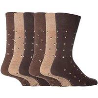 SOCKSHOP Gentle Grip Men's 6 Pack Elastic Square Patterned Cotton Socks for Poor Circulation in Dark Brown | Size: 6-11