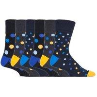 SOCKSHOP Gentle Grip Men's 6 Pack Elastic Square Patterned Cotton Socks for Poor Circulation in Off-White | Size: 6-11