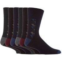 SOCKSHOP Gentle Grip Men's 6 Pack Elastic Square Patterned Cotton Socks for Poor Circulation in Dark Navy | Size: 6-11