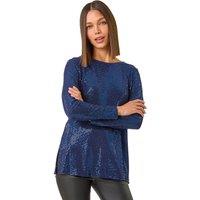 Roman Women's Shimmer Cowl Back Tunic Top in Navy | Size: 10