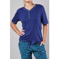 Moshulu Women's 'Quieten' Short Sleeve Cotton Pyjama Top in Indigo | Size: Large