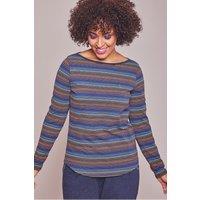 Moshulu Women's 'Breather' Breton Cotton-Rich Pyjama Top in Indigo | Size: Small