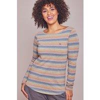 Moshulu Women's 'Breather' Breton Cotton-Rich Pyjama Top in Grey | Size: Large