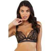 Playful Promises Women's Pip Black Deco Embroidered Caged Plunge Bra | Size: 38F