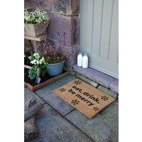 Artsy Mats Eat, Drink, Be Merry Christmas Doormat in Beige | Size: 40 cm x 60 cm