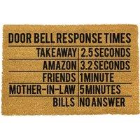 Artsy Mats Door Bell Response Times Doormat in Black | Size: 40 cm x 60 cm