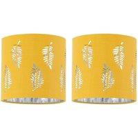 First Choice Lighting Set of 2 Fern - Ochre Cut Out 15.5cm Table Lamp Shades in Yellow