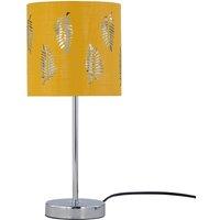 First Choice Lighting Chrome Stick Table Lamp with Ochre Cut Out Shade in Silver